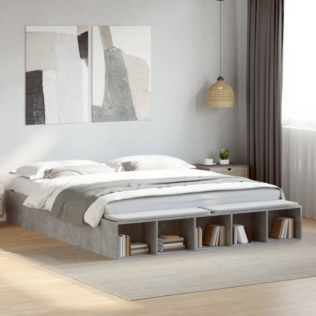 vidaXL Bed Frame without Mattress Concrete Grey 200x200 cm