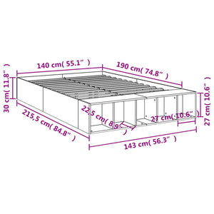 vidaXL Bed Frame without Mattress Black 140x190 cm