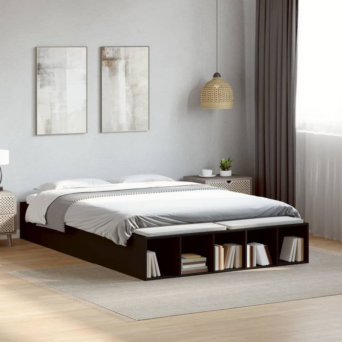 vidaXL Bed Frame without Mattress Black 140x190 cm