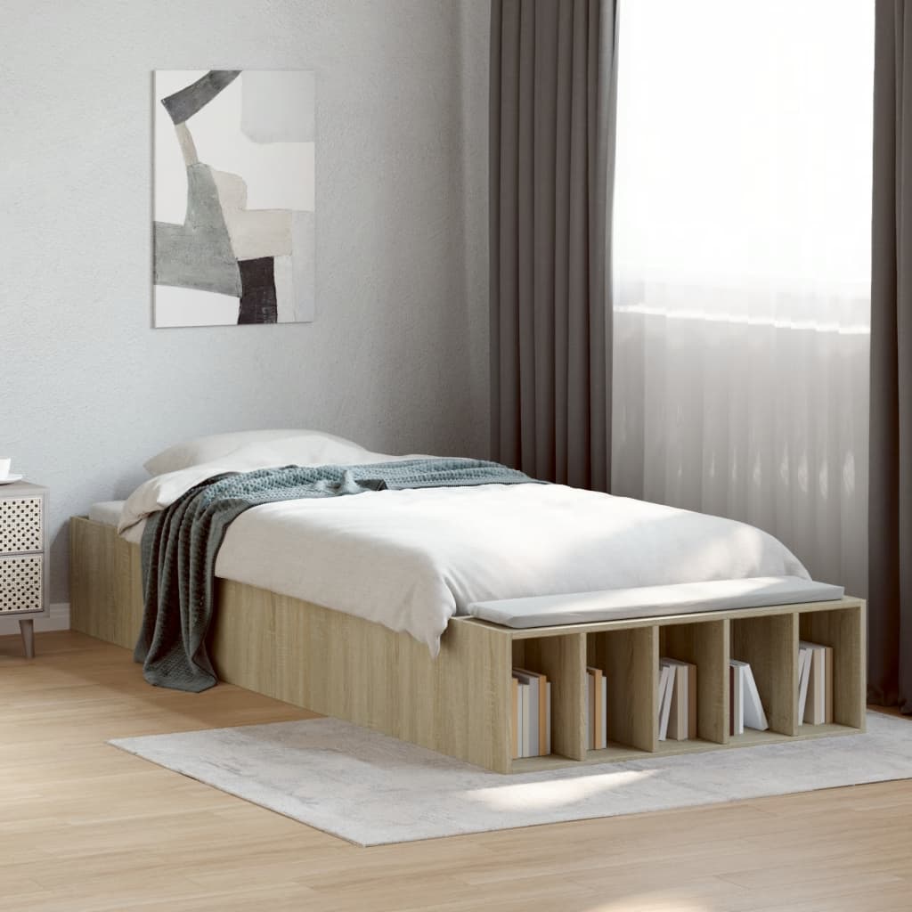 vidaXL Bed Frame without Mattress Sonoma Oak 100x200 cm