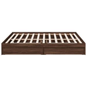 vidaXL Bed Frame with Drawers without Mattress Brown Oak 200x200 cm