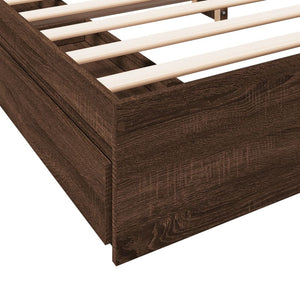 vidaXL Bed Frame with Drawers without Mattress Brown Oak 200x200 cm