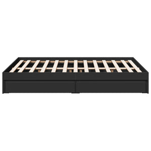 vidaXL Bed Frame with Drawers Black 120x190 cm Small Double Engineered Wood