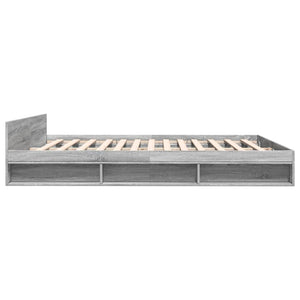 vidaXL Bed Frame with Drawers Grey Sonoma 180x200 cm Super King Engineered Wood