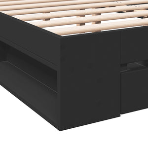 vidaXL Bed Frame with Drawers without Mattress Black 120x190 cm Small Double