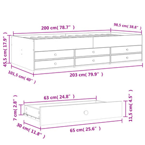 vidaXL Daybed with Drawers without Mattress White 100x200 cm