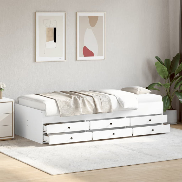 vidaXL Daybed with Drawers without Mattress White 100x200 cm