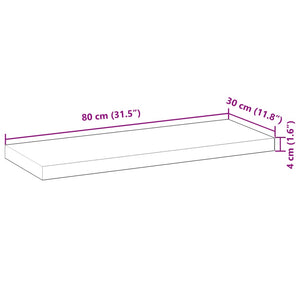 vidaXL Floating Shelf 80x30x4 cm Untreated Solid Wood Acacia