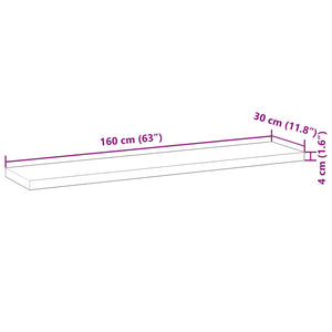 vidaXL Floating Shelf 160x30x4 cm Untreated Solid Wood Acacia