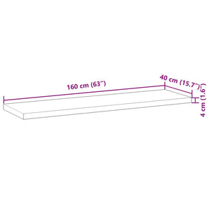 vidaXL Floating Shelf 160x40x4 cm Untreated Solid Wood Acacia