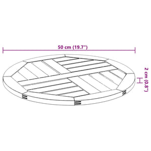 vidaXL Table Top Ø50x2 cm Round Solid Wood Acacia