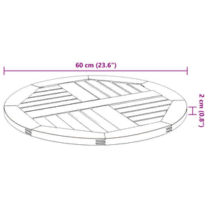 vidaXL Table Top Ø60x2 cm Round Solid Wood Acacia