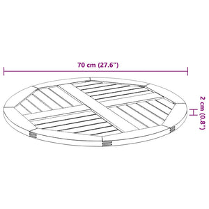 vidaXL Table Top Ø70x2 cm Round Solid Wood Acacia