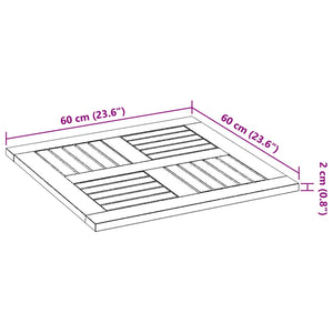 vidaXL Table Top 60x60x2 cm Square Solid Wood Acacia