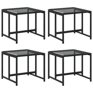 vidaXL Garden Stools 4 pcs Black Poly Rattan