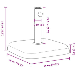 vidaXL Parasol Base for Ø32/35/38 mm Poles 11 kg Square