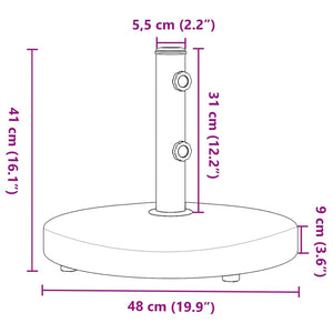 vidaXL Parasol Base for Ø32/38/48 mm Poles 25 kg Round