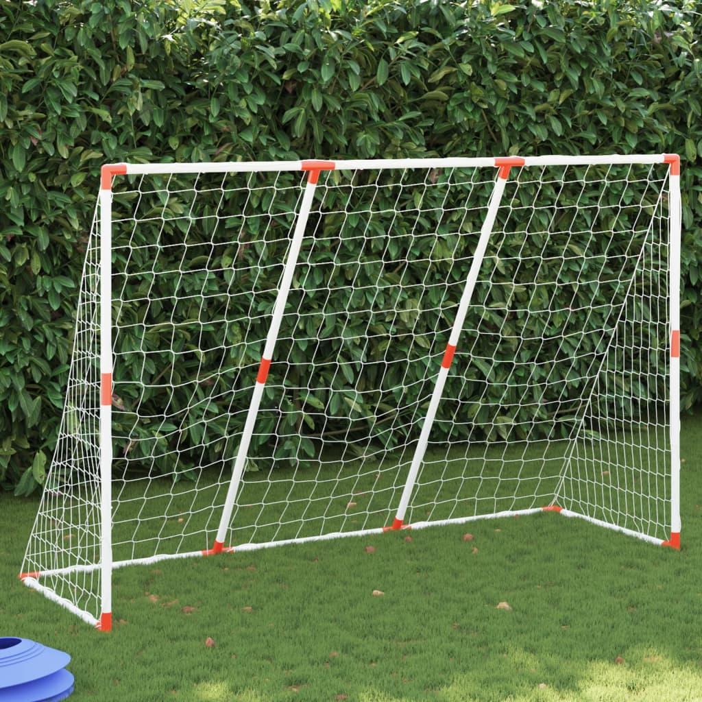 vidaXL Kids' Football Goal with Balls 2-in-1 White 184x64x124 cm