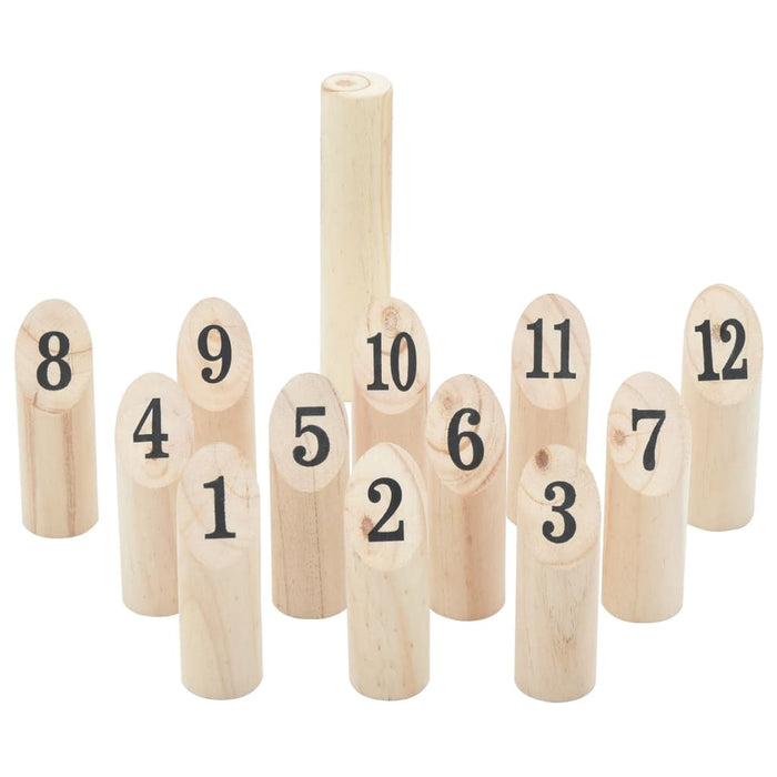 vidaXL 13 Piece Number Kubb Game Set with Carrying Bag Solid Pine Wood