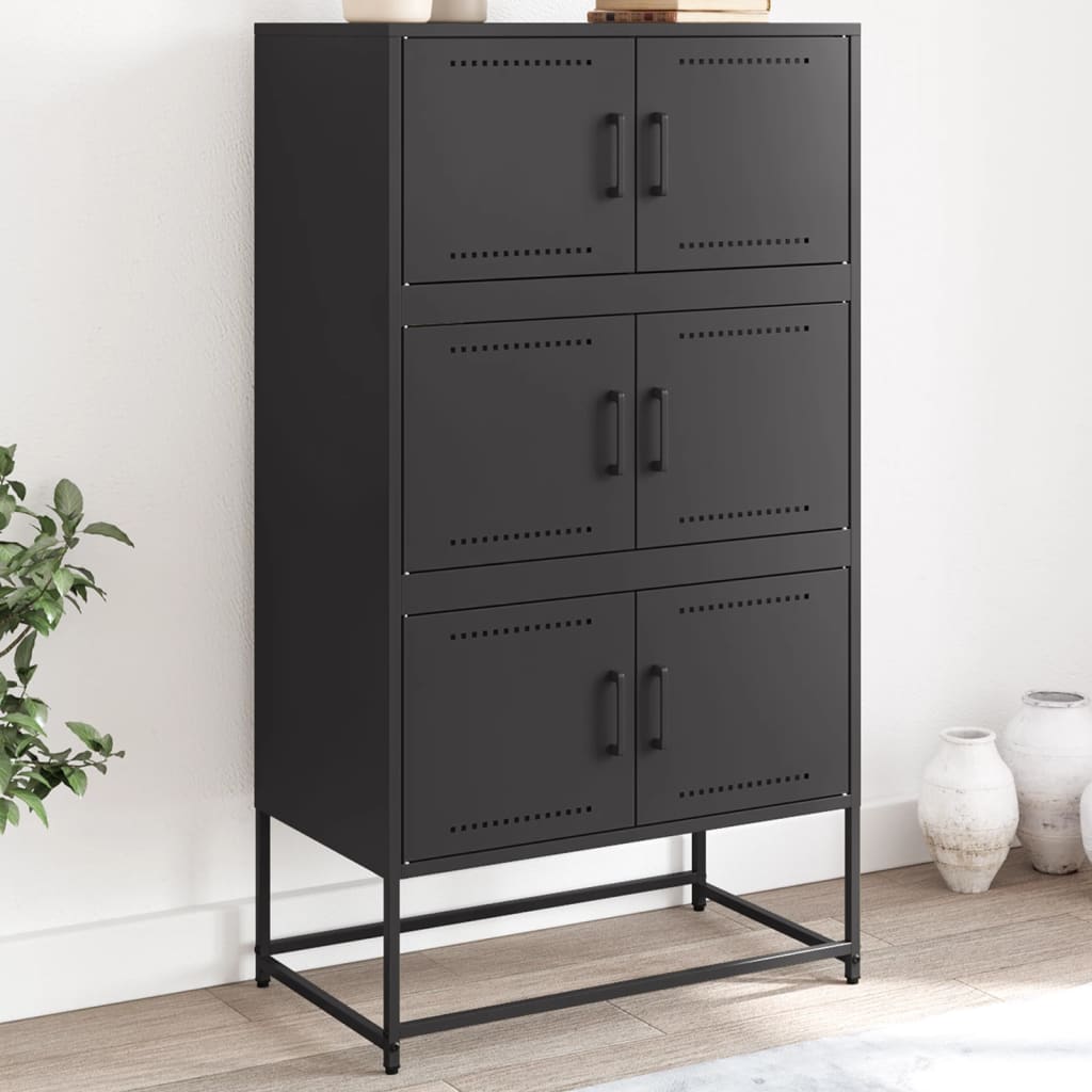 vidaXL Sideboard Black 68.5x38.5x123.5 cm Steel