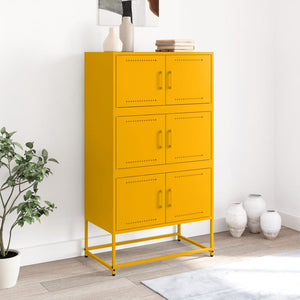 vidaXL Sideboard Mustard Yellow 68.5x38.5x123.5 cm Steel