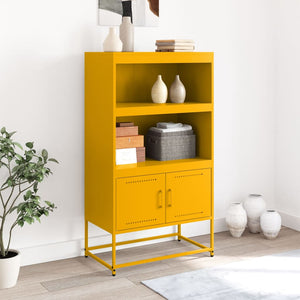 vidaXL Highboard Mustard Yellow 68.5x38.5x123.5 cm Steel