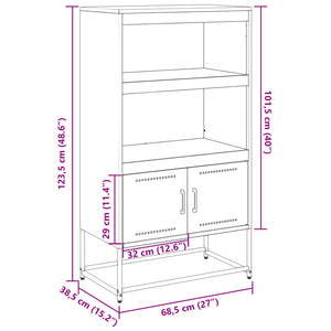 vidaXL Highboard Mustard Yellow 68.5x38.5x123.5 cm Steel