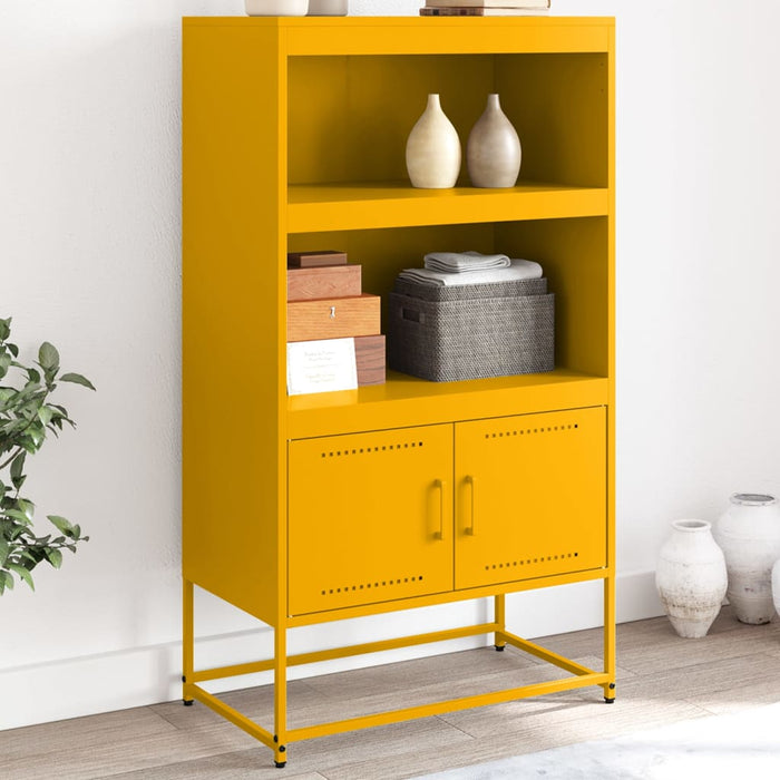 vidaXL Highboard Mustard Yellow 68.5x38.5x123.5 cm Steel