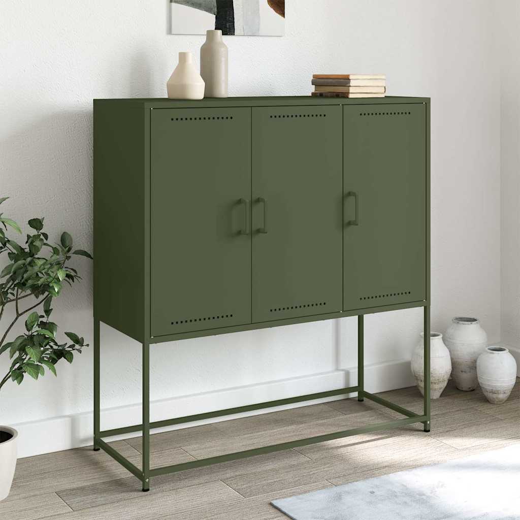 vidaXL Highboard Olive Green 100.5x39x107 cm Steel