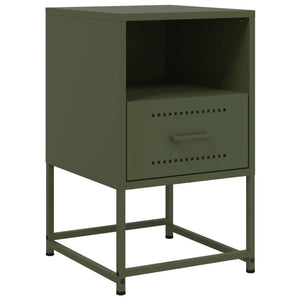 vidaXL Bedside Cabinet Olive Green 36x39x60.5 cm Steel