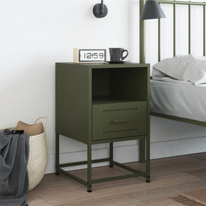 vidaXL Bedside Cabinet Olive Green 36x39x60.5 cm Steel