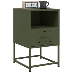 vidaXL Bedside Cabinet Olive Green 36x39x60.5 cm Steel