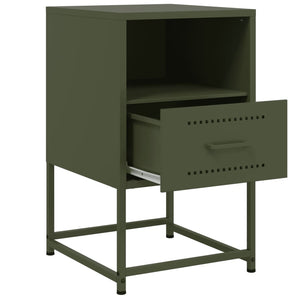 vidaXL Bedside Cabinet Olive Green 36x39x60.5 cm Steel