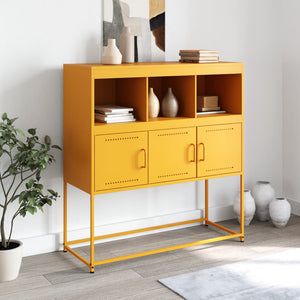 vidaXL Sideboard Mustard Yellow 100.5x39x107 cm Cold-rolled Steel