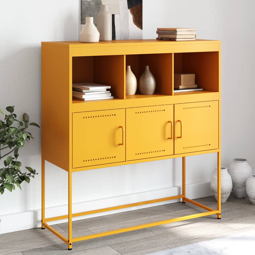 vidaXL Sideboard Mustard Yellow 100.5x39x107 cm Cold-rolled Steel