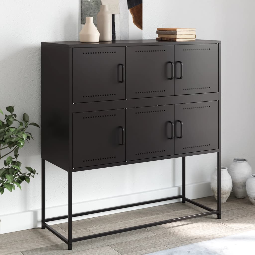 vidaXL Sideboard Black 100.5x39x107 cm Cold-rolled Steel