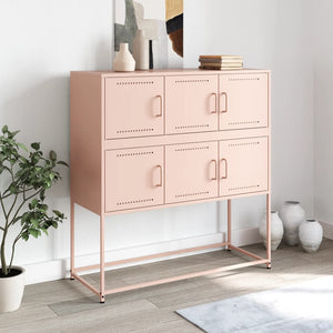 vidaXL Sideboard Pink 100.5x39x107 cm Cold-rolled Steel