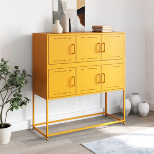 vidaXL Sideboard Mustard Yellow 100.5x39x107 cm Cold-rolled Steel