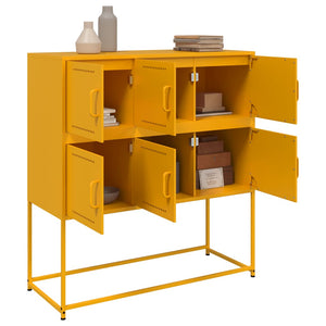 vidaXL Sideboard Mustard Yellow 100.5x39x107 cm Cold-rolled Steel