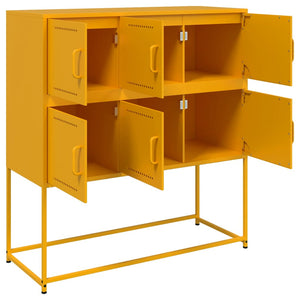 vidaXL Sideboard Mustard Yellow 100.5x39x107 cm Cold-rolled Steel