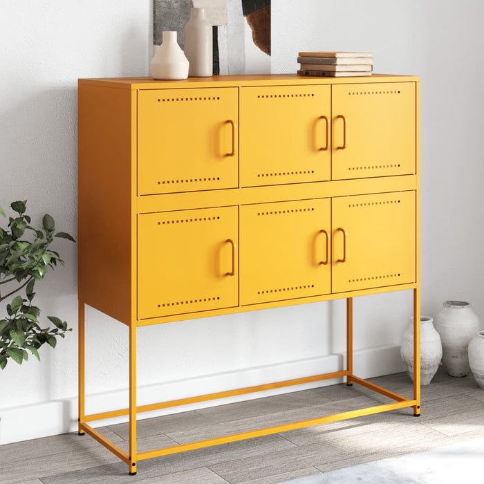 vidaXL Sideboard Mustard Yellow 100.5x39x107 cm Cold-rolled Steel