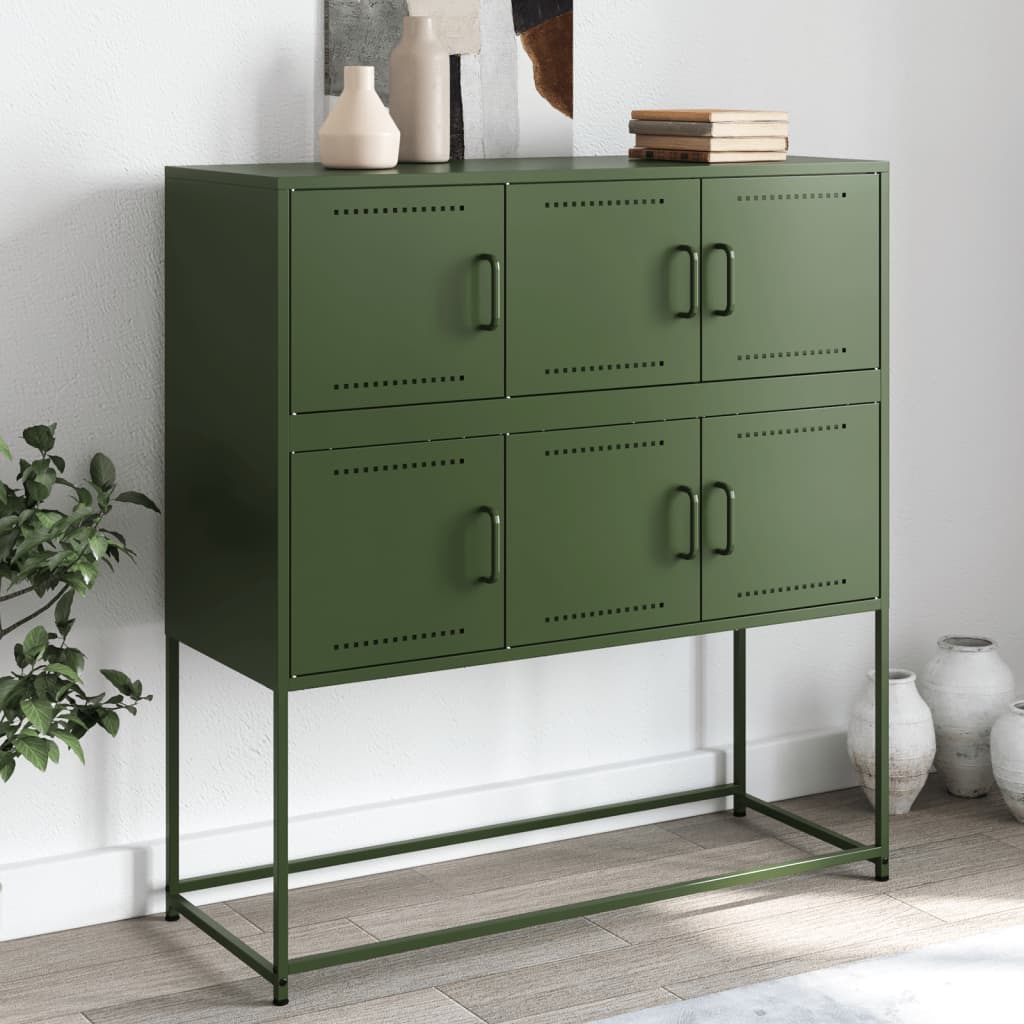 vidaXL Sideboard Olive Green 100.5x39x107 cm Cold-rolled Steel