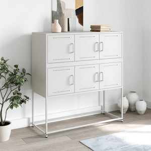 vidaXL Sideboard White 100.5x39x107 cm Cold-rolled Steel