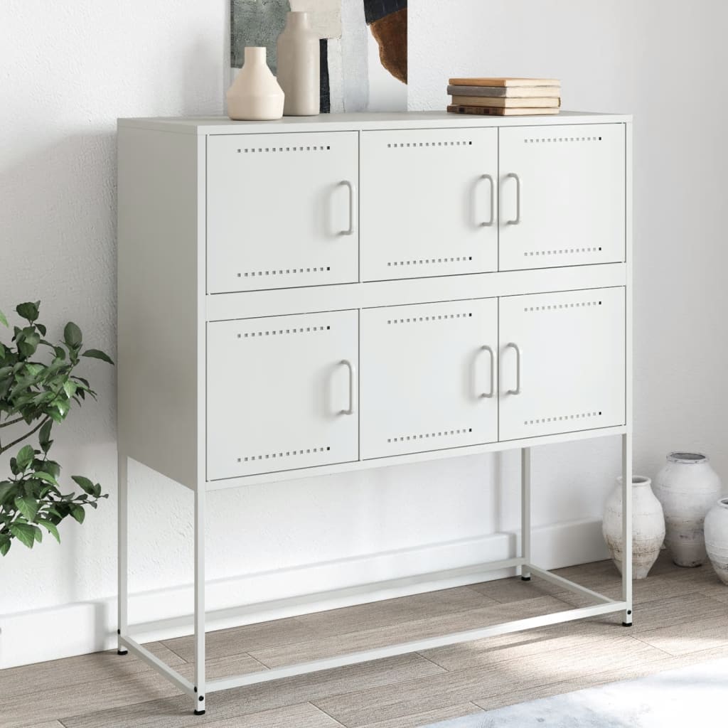 vidaXL Sideboard White 100.5x39x107 cm Cold-rolled Steel