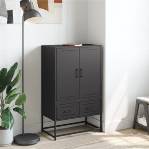 vidaXL Highboard Black 68x39x111.5 cm Cold-rolled Steel