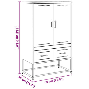 vidaXL Highboard Black 68x39x111.5 cm Cold-rolled Steel