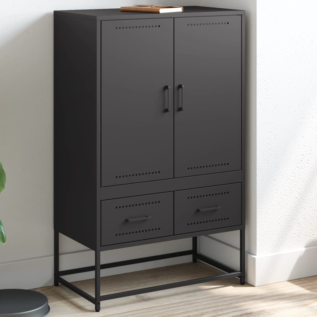 vidaXL Highboard Black 68x39x111.5 cm Cold-rolled Steel