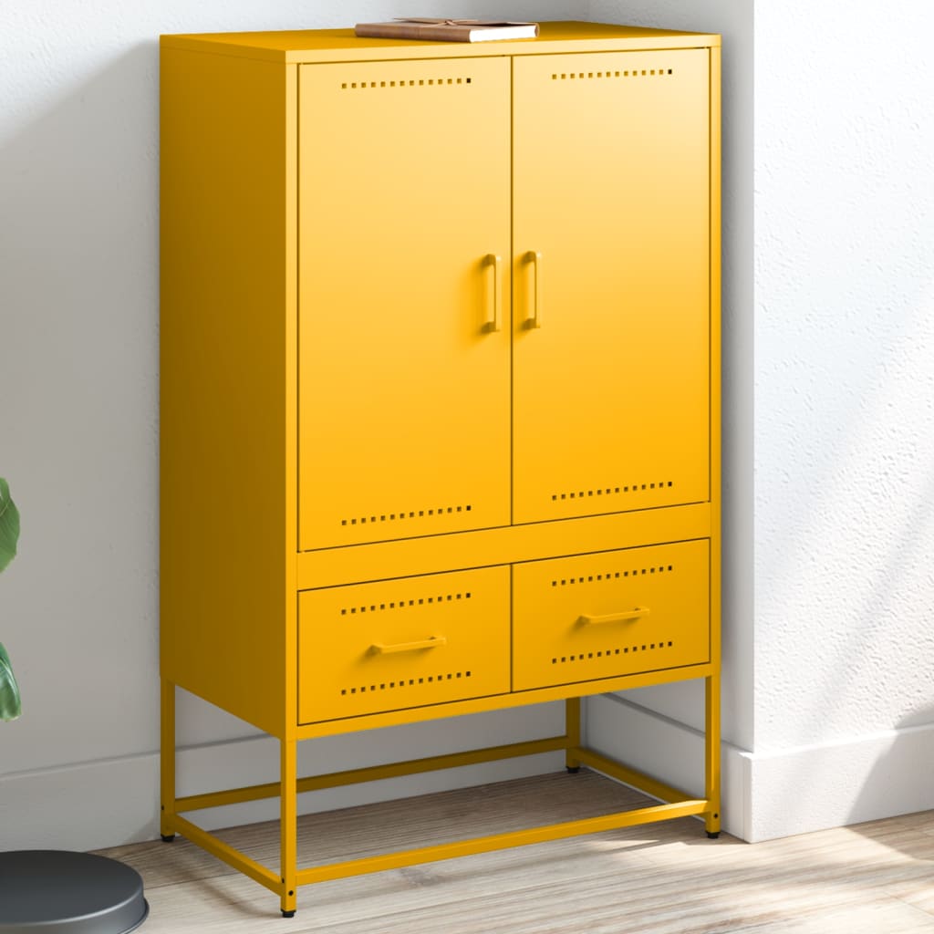 vidaXL Highboard Mustard Yellow 68x39x111.5 cm Cold-rolled Steel