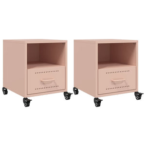 vidaXL Bedside Cabinets 2 pcs Pink 36x39x43.5 cm Steel