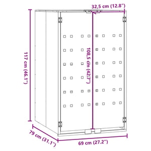 vidaXL Wheelie Bin Storage for Single Bin Black 69x79x117 cm Steel